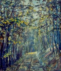 The Forest Lane in Bialskie Mountains - oil on canvas. Author: Jerzy Kaczorek